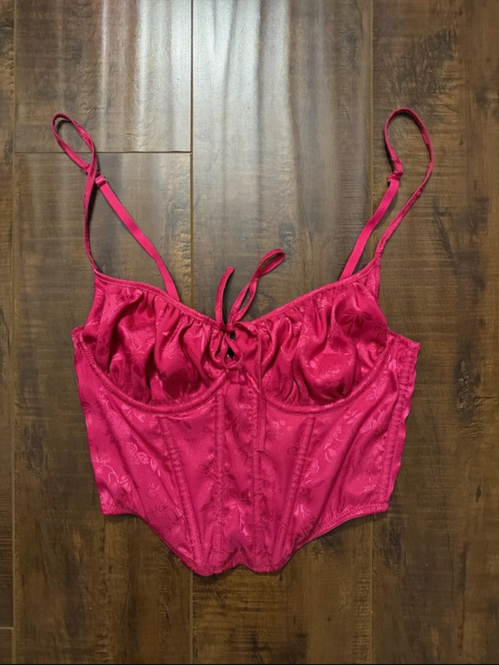 Elegant Hot Pink Lace Bustier